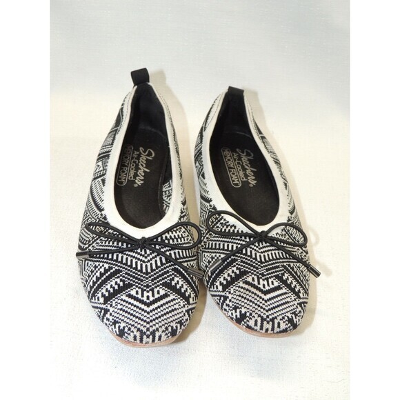 Skechers Cleo Snip Sweet Class Black White Stretchy Classic Ballet Flats Sz. 7 - Picture 1 of 7